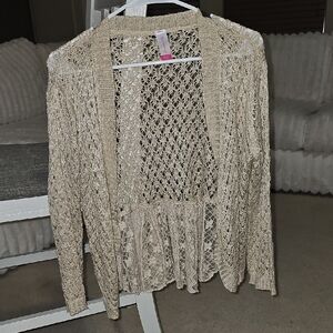 Elegant Cream Open-Knit Women's Cardigan